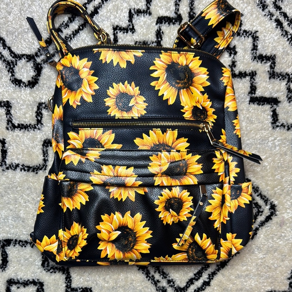 Sunflower Print Women's Backpack